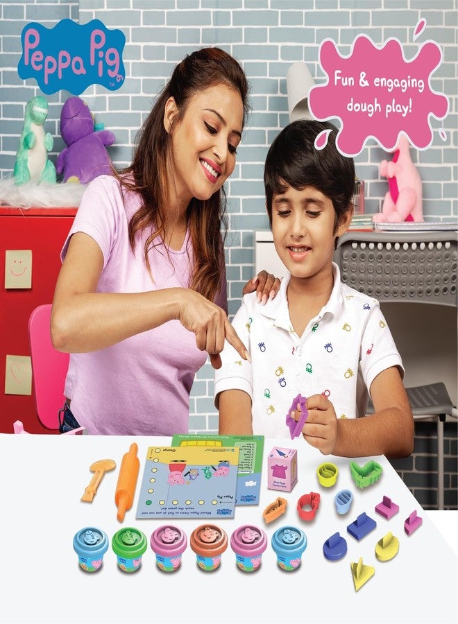 ToyMagic Peppa Pig Soft Dough Match N' Mould Cube Activity Set with Moulding Lid|Pack of 6 Tubs 50gm Each |Water Based Dough|Art & Craft Kit|Birthday & Return Gift for Kids 3+|Non-Toxic|Made in India - Image 5